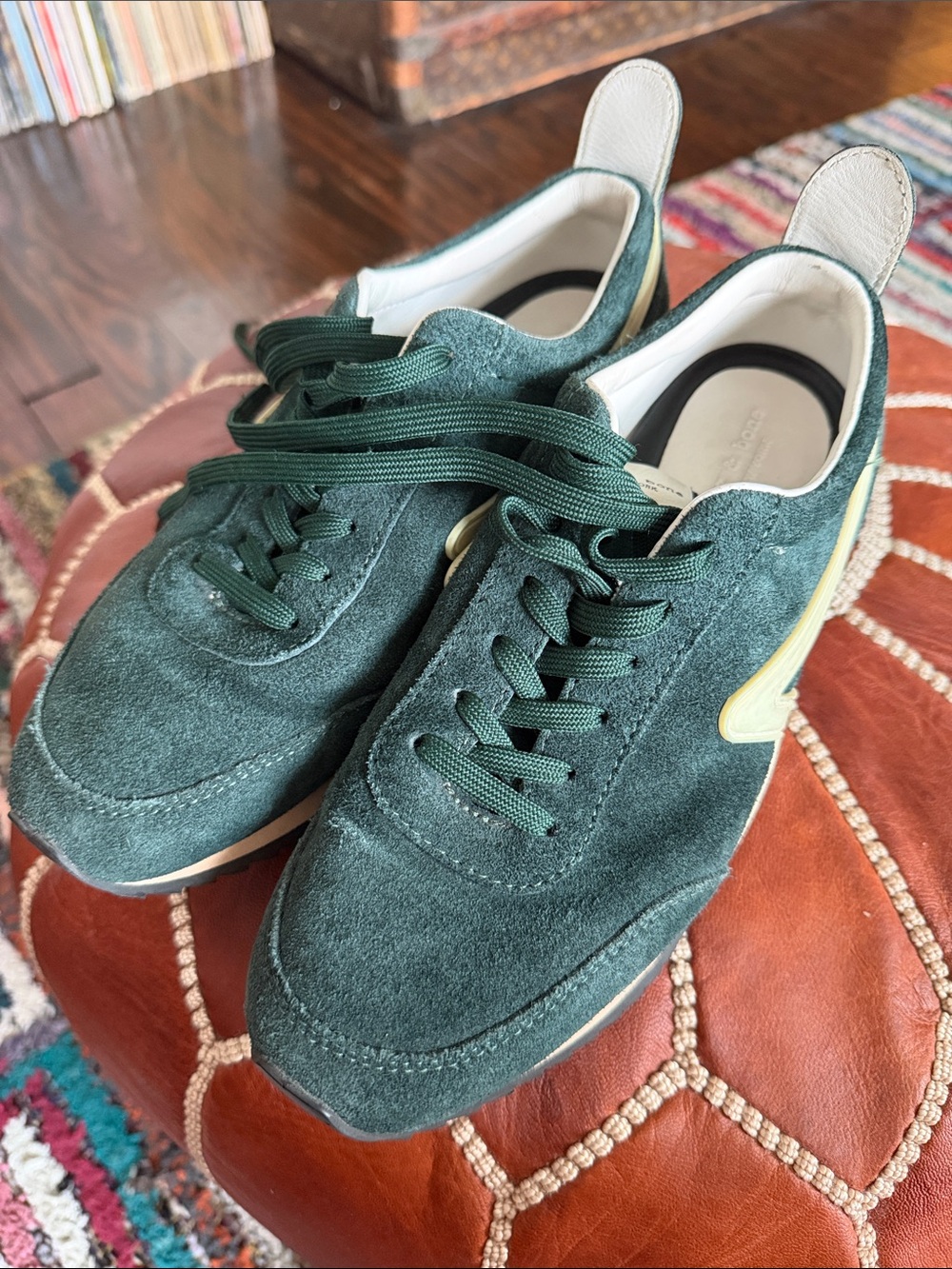 rag & bone Dark Green Suede Low-Top Sneakers